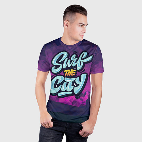 Мужская спорт-футболка Surf the City Purple / 3D-принт – фото 3
