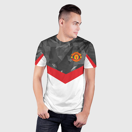 Мужская спорт-футболка Man United FC: Grey Polygons / 3D-принт – фото 3