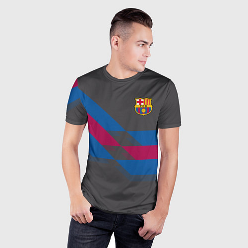 Мужская спорт-футболка Barcelona FC: Dark style / 3D-принт – фото 3