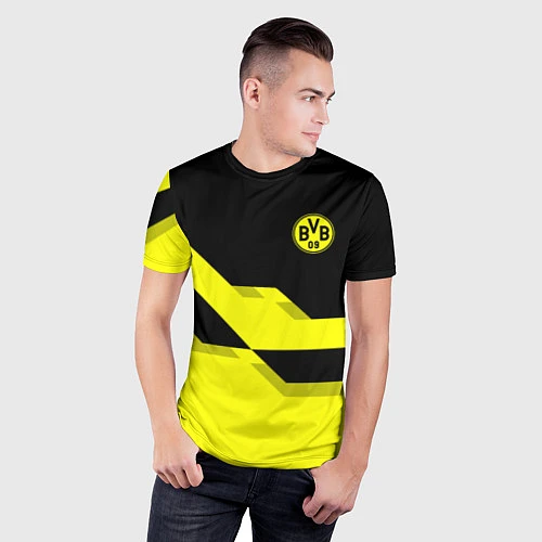 Мужская спорт-футболка BVB FC: Yellow style / 3D-принт – фото 3