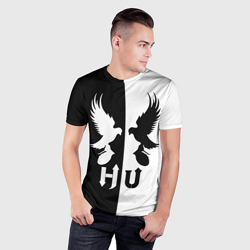 Мужская спорт-футболка HU: Black & White / 3D-принт – фото 3