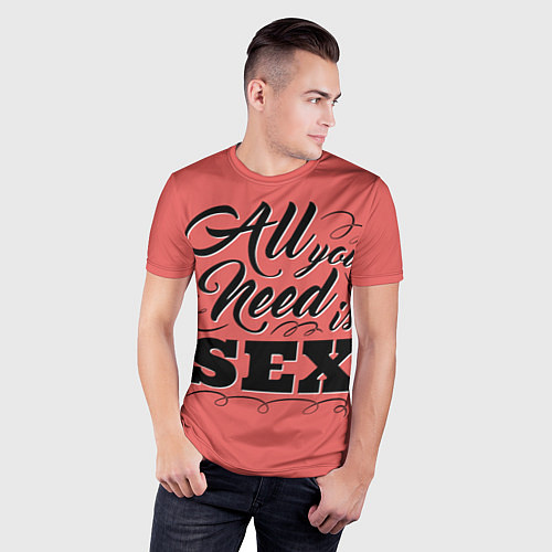 Мужская спорт-футболка All you need is sex / 3D-принт – фото 3