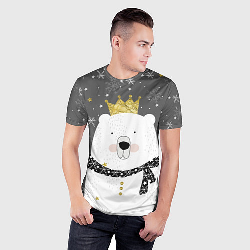 Мужская спорт-футболка Белый медведь с короной / 3D-принт – фото 3