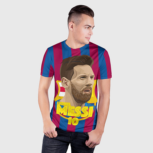 Мужская спорт-футболка FCB Lionel Messi / 3D-принт – фото 3