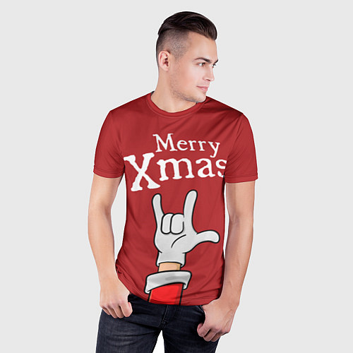 Мужская спорт-футболка Merry Xmas - Santas hand / 3D-принт – фото 3