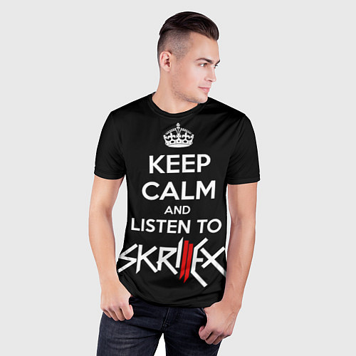 Мужская спорт-футболка Keep Calm & Skrillex / 3D-принт – фото 3