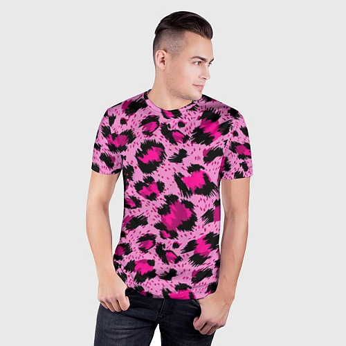 Мужская спорт-футболка Розовый леопард / 3D-принт – фото 3