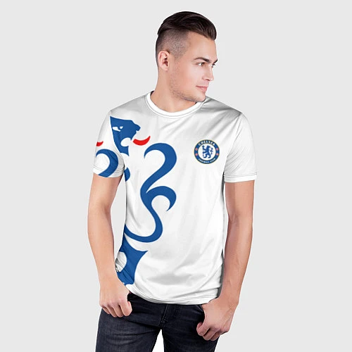 Мужская спорт-футболка FC Chelsea: White Lion / 3D-принт – фото 3