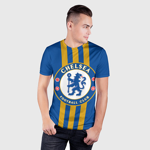Мужская спорт-футболка FC Chelsea: Gold Lines / 3D-принт – фото 3