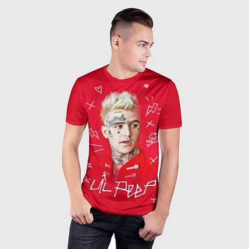Мужская спорт-футболка Lil Peep: Red Style / 3D-принт – фото 3