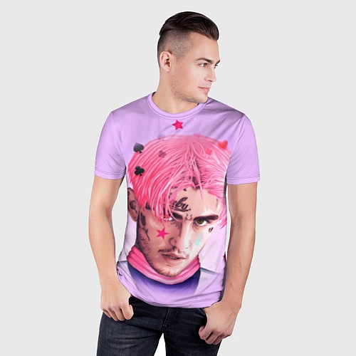 Мужская спорт-футболка Lil Peep: Pink Edition / 3D-принт – фото 3