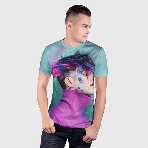 Мужская спорт-футболка Lil Peep: Neon Style / 3D-принт – фото 3