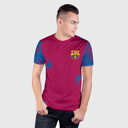 Мужская спорт-футболка FC Barcelona: Purple Original / 3D-принт – фото 3