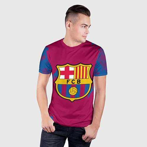 Мужская спорт-футболка FC Barcelona: Purple & Blue / 3D-принт – фото 3