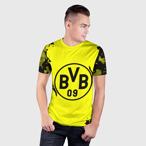 Мужская спорт-футболка FC Borussia Dortmund: Yellow & Black / 3D-принт – фото 3