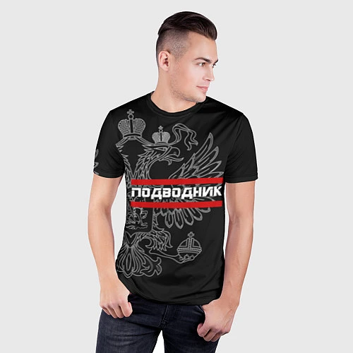 Мужская спорт-футболка Подводник: герб РФ / 3D-принт – фото 3