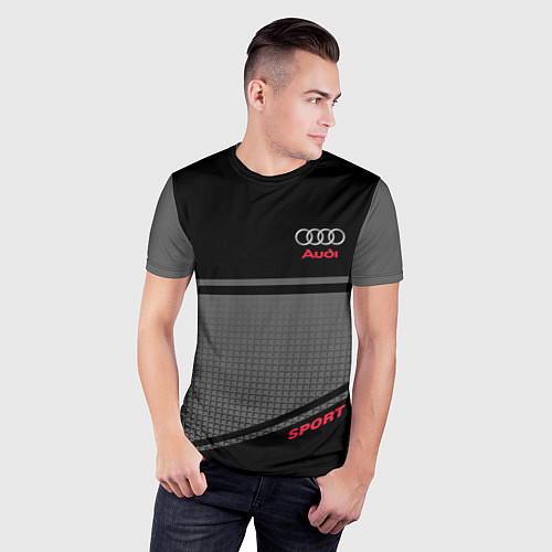 Мужская спорт-футболка Audi: Crey & Black / 3D-принт – фото 3