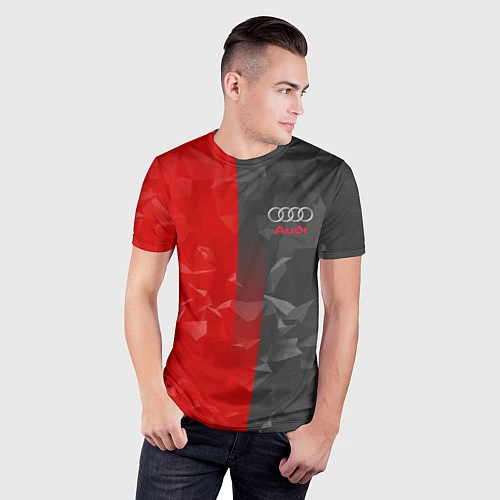Мужская спорт-футболка Audi: Red & Grey poly / 3D-принт – фото 3