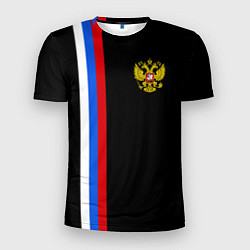 Футболка спортивная мужская Россия: Линия триколор, цвет: 3D-принт