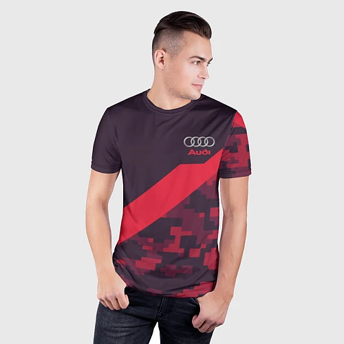 Мужская спорт-футболка Audi: Red Pixel / 3D-принт – фото 3