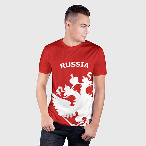 Мужская спорт-футболка Russia: Red & White / 3D-принт – фото 3