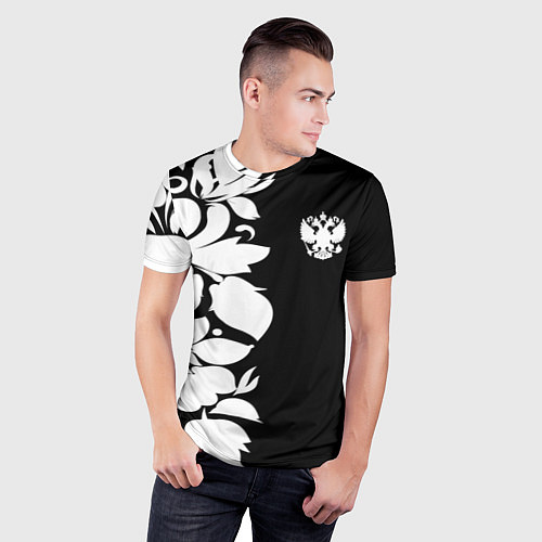 Мужская спорт-футболка Russia: B&W Floral / 3D-принт – фото 3