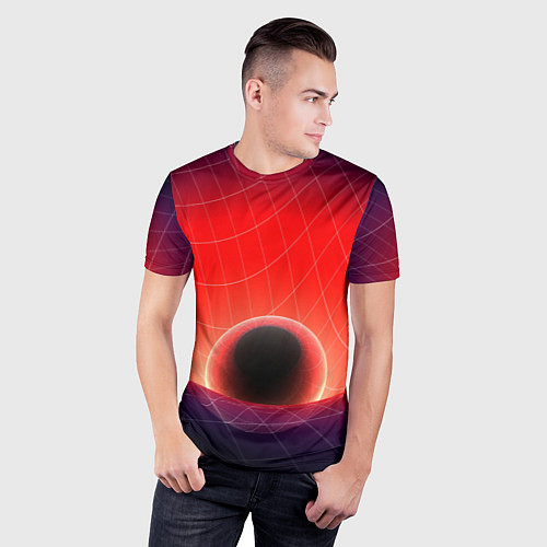 Мужская спорт-футболка Неоновая сфера / 3D-принт – фото 3