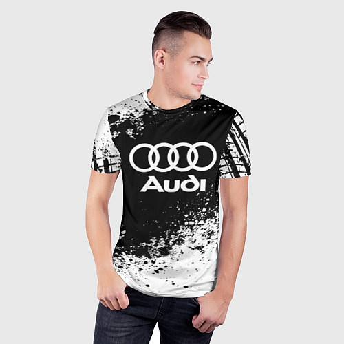 Мужская спорт-футболка Audi: Black Spray / 3D-принт – фото 3