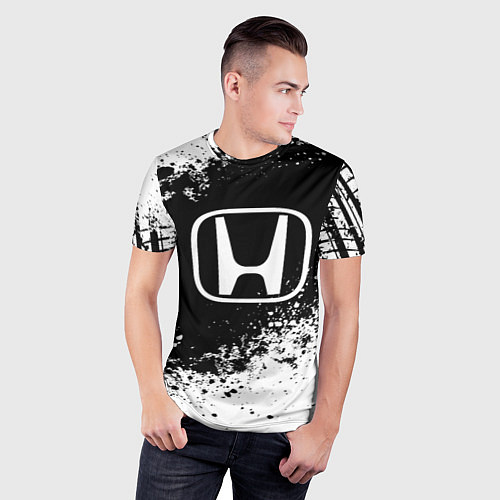 Мужская спорт-футболка Honda: Black Spray / 3D-принт – фото 3
