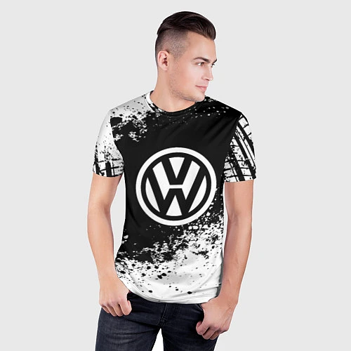 Мужская спорт-футболка Volkswagen: Black Spray / 3D-принт – фото 3
