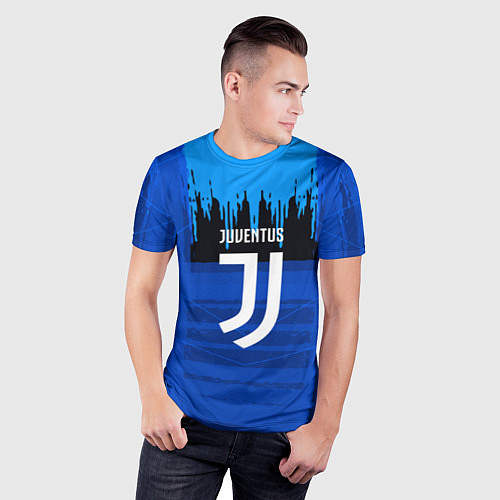 Мужская спорт-футболка FC Juventus: Blue Abstract / 3D-принт – фото 3