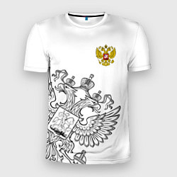 Футболка спортивная мужская Russia: White Edition, цвет: 3D-принт