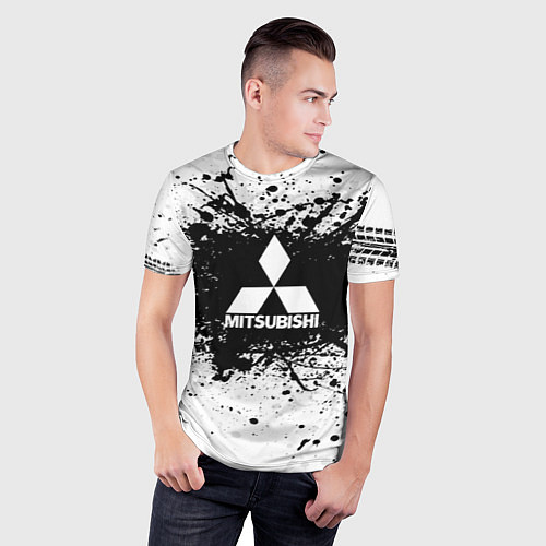 Мужская спорт-футболка Mitsubishi: Black Spray / 3D-принт – фото 3
