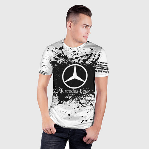 Мужская спорт-футболка Mercedes-Benz: Black Spray / 3D-принт – фото 3