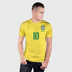 Футболка спортивная мужская Сборная Бразилии: Неймар ЧМ-2018 домашняя, цвет: 3D-принт — фото 2