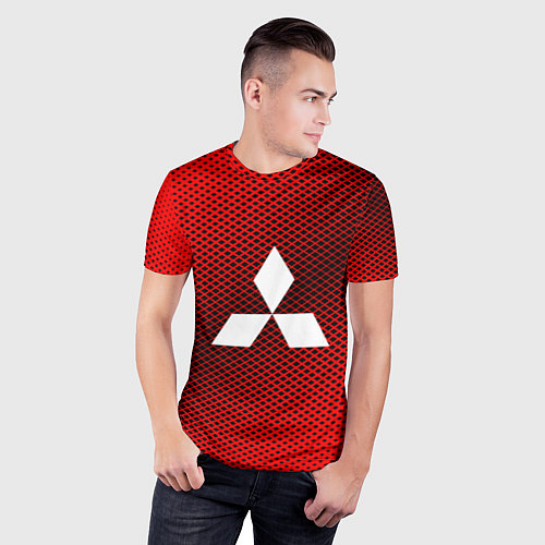 Мужская спорт-футболка Mitsubishi: Red Carbon / 3D-принт – фото 3