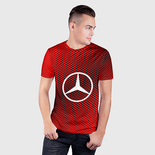 Мужская спорт-футболка Mercedes: Red Carbon / 3D-принт – фото 3