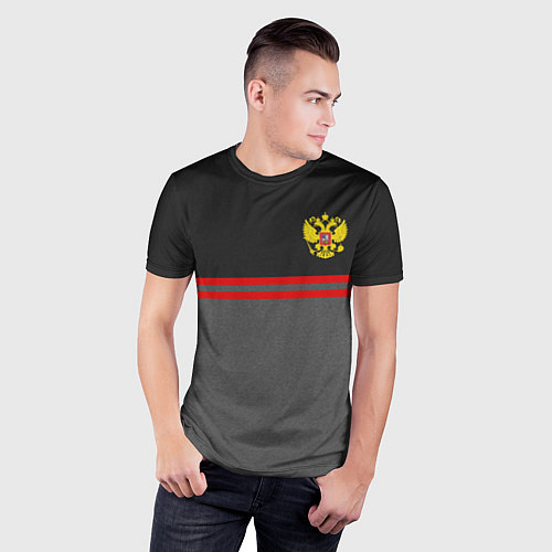 Мужская спорт-футболка Russia: Grey Style / 3D-принт – фото 3