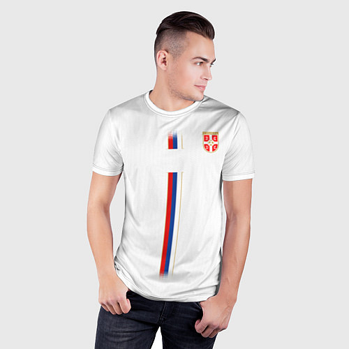 Мужская спорт-футболка Сборная Сербии: Запасная ЧМ-2018 / 3D-принт – фото 3