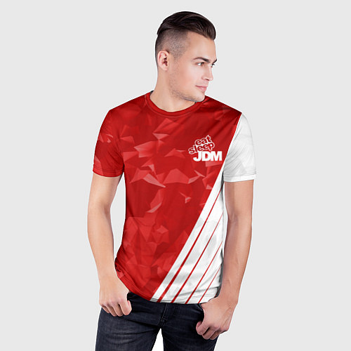 Мужская спорт-футболка Eat Sleep JDM: Red Poly / 3D-принт – фото 3