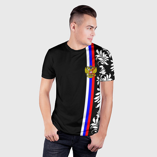 Мужская спорт-футболка Россия: цветочная коллекция / 3D-принт – фото 3