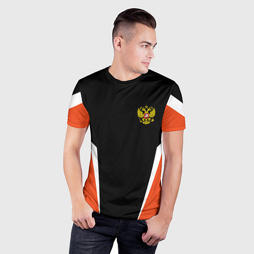 Мужская спорт-футболка Russia: Orange Sport / 3D-принт – фото 3
