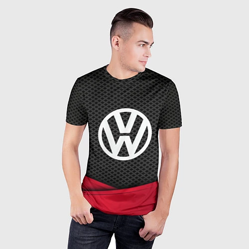 Мужская спорт-футболка Volkswagen: Grey Carbon / 3D-принт – фото 3