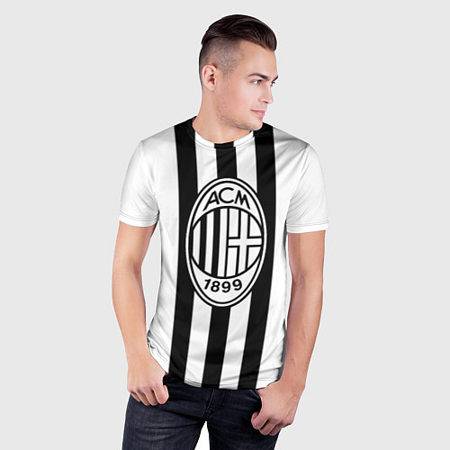 Мужская спорт-футболка AC Milan: Black & White / 3D-принт – фото 3