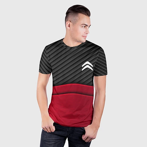 Мужская спорт-футболка Citroen: Red Carbon / 3D-принт – фото 3