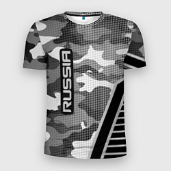 Мужская спорт-футболка Russia: Grey Camo