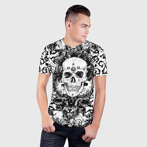 Мужская спорт-футболка Grunge Skull / 3D-принт – фото 3