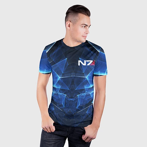 Мужская спорт-футболка Mass Effect: Blue Armor N7 / 3D-принт – фото 3