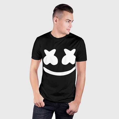 Мужская спорт-футболка Marshmello: Black Face / 3D-принт – фото 3