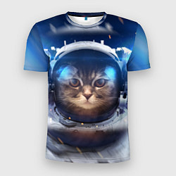 Мужская спорт-футболка Кот-космонавт